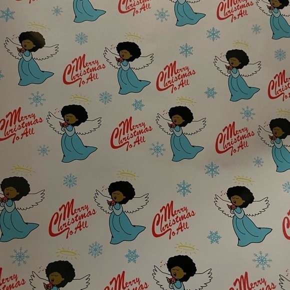Wrapping Paper African American Angels Christmas 3 Rolls 12.5sqft - Afrocentric - Picture 4 of 7